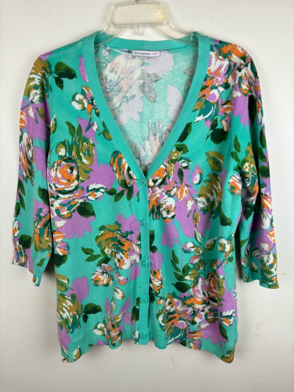 Issac Mizrahi Lightweight Floral Cardigan-3/4 Sleeve-Women’s 1X